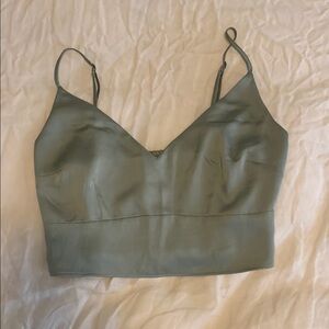 Abercrombie Green Satin Crop Top
